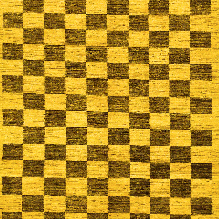 Machine Washable Checkered Yellow Modern Rug, wshabs188yw