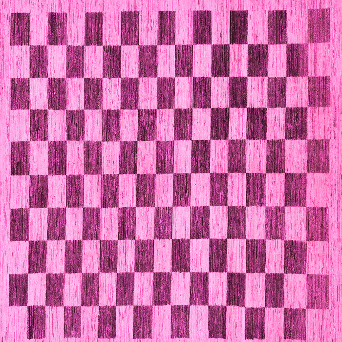 Square Machine Washable Checkered Pink Modern Rug, wshabs188pnk