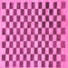 Square Machine Washable Checkered Pink Modern Rug, wshabs188pnk