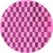 Round Checkered Pink Modern Rug, abs188pnk