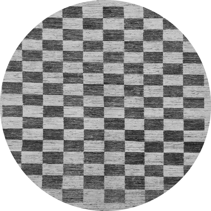 Round Machine Washable Checkered Gray Modern Rug, wshabs188gry
