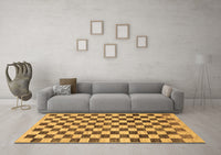 Machine Washable Checkered Brown Modern Rug, wshabs188brn