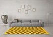 Machine Washable Checkered Yellow Modern Rug in a Living Room, wshabs188yw