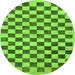 Round Machine Washable Checkered Green Modern Area Rugs, wshabs188grn