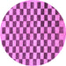 Round Machine Washable Checkered Purple Modern Area Rugs, wshabs188pur