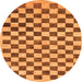Round Machine Washable Checkered Orange Modern Area Rugs, wshabs188org