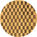 Round Machine Washable Checkered Brown Modern Rug, wshabs188brn