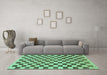 Machine Washable Checkered Turquoise Modern Area Rugs in a Living Room,, wshabs188turq