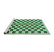 Sideview of Machine Washable Checkered Turquoise Modern Area Rugs, wshabs188turq