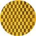 Round Checkered Yellow Modern Rug, abs188yw