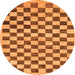 Round Checkered Orange Modern Rug, abs188org