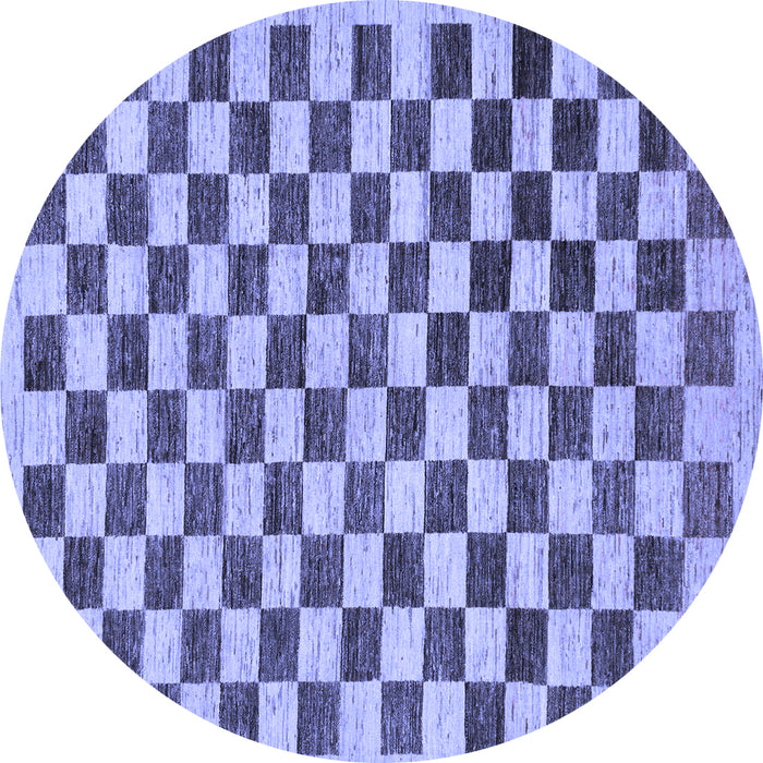 Round Machine Washable Checkered Blue Modern Rug, wshabs188blu