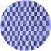 Round Machine Washable Checkered Blue Modern Rug, wshabs188blu