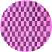 Round Checkered Purple Modern Rug, abs188pur