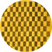 Round Machine Washable Checkered Yellow Modern Rug, wshabs188yw