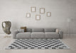 Machine Washable Checkered Gray Modern Rug in a Living Room,, wshabs188gry