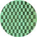 Round Checkered Turquoise Modern Rug, abs188turq