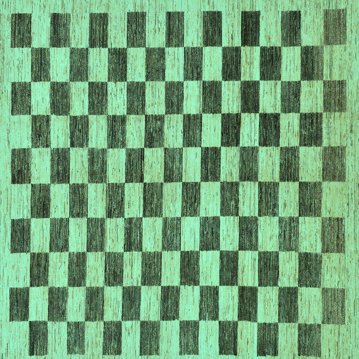 Square Checkered Turquoise Modern Rug, abs188turq