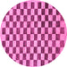 Round Machine Washable Checkered Pink Modern Rug, wshabs188pnk