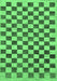 Machine Washable Checkered Emerald Green Modern Area Rugs, wshabs188emgrn
