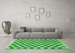 Machine Washable Checkered Emerald Green Modern Area Rugs in a Living Room,, wshabs188emgrn