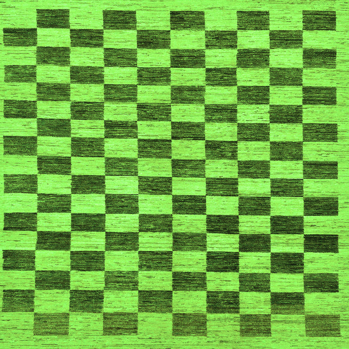 Square Machine Washable Checkered Green Modern Area Rugs, wshabs188grn