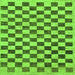 Square Machine Washable Checkered Green Modern Area Rugs, wshabs188grn