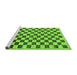 Sideview of Machine Washable Checkered Green Modern Area Rugs, wshabs188grn