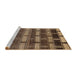 Sideview of Machine Washable Abstract Bakers Brown Rug, wshabs189