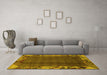 Machine Washable Abstract Yellow Modern Rug in a Living Room, wshabs1890yw
