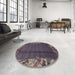 Round Machine Washable Abstract Rose Dust Purple Rug in a Office, wshabs1890