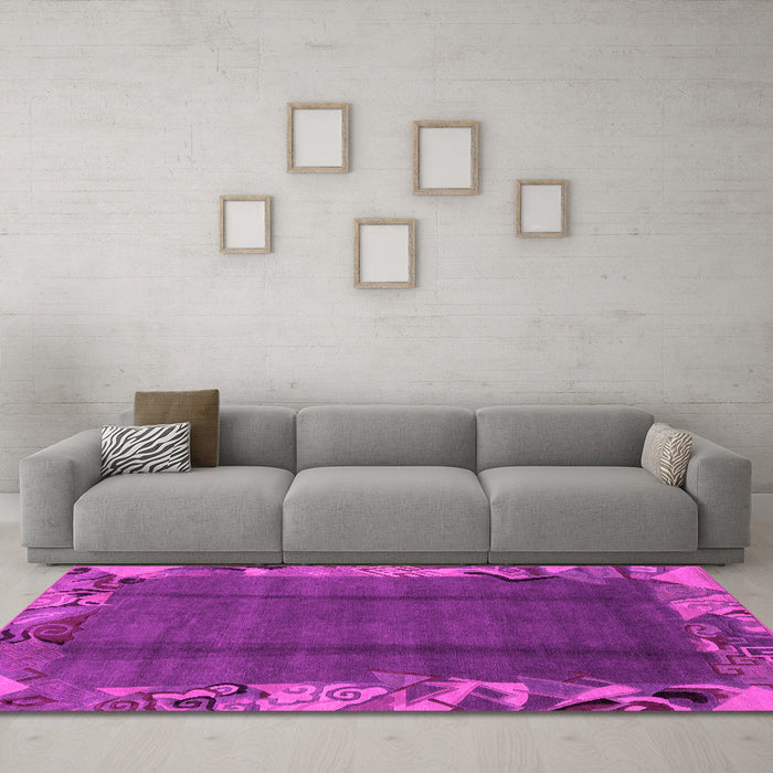 Machine Washable Abstract Pink Modern Rug in a Living Room, wshabs1890pnk