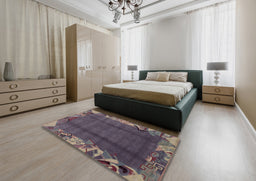 Abstract Rose Purple Modern Rug in a Bedroom, abs1890