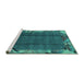 Sideview of Machine Washable Abstract Turquoise Modern Area Rugs, wshabs1890turq