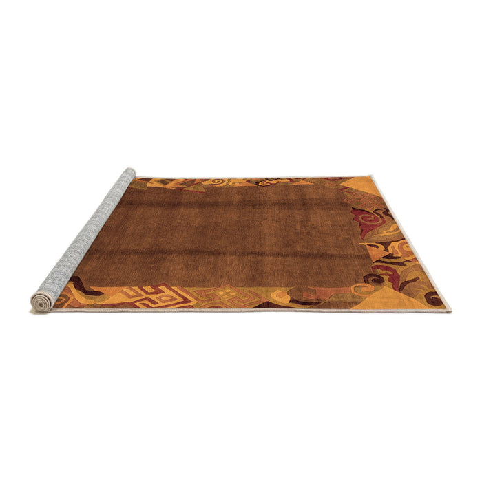 Sideview of Machine Washable Abstract Orange Modern Area Rugs, wshabs1890org
