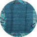 Round Machine Washable Abstract Light Blue Modern Rug, wshabs1890lblu