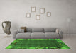 Machine Washable Abstract Green Modern Area Rugs in a Living Room,, wshabs1890grn