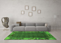 Machine Washable Abstract Green Modern Rug, wshabs1890grn