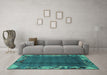 Machine Washable Abstract Turquoise Modern Area Rugs in a Living Room,, wshabs1890turq