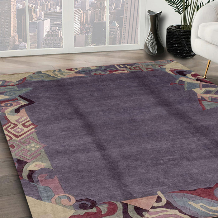 Abstract Rose Purple Modern Rug in Family Room, abs1890