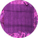 Round Machine Washable Abstract Pink Modern Rug, wshabs1890pnk