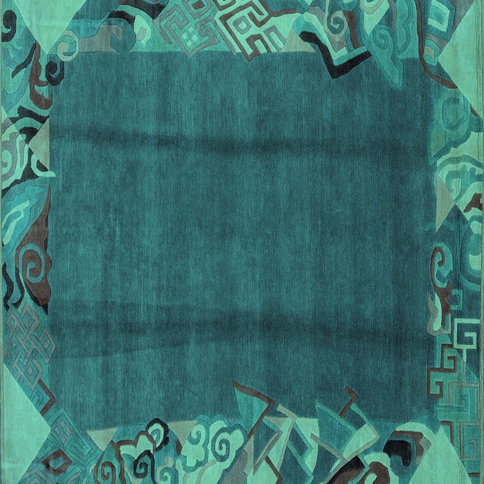 Square Machine Washable Abstract Turquoise Modern Area Rugs, wshabs1890turq