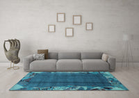 Machine Washable Abstract Light Blue Modern Rug, wshabs1890lblu