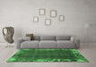 Machine Washable Abstract Emerald Green Modern Area Rugs in a Living Room,, wshabs1890emgrn