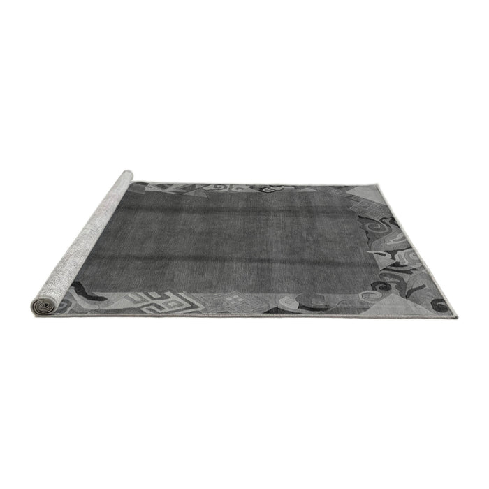 Sideview of Machine Washable Abstract Gray Modern Rug, wshabs1890gry