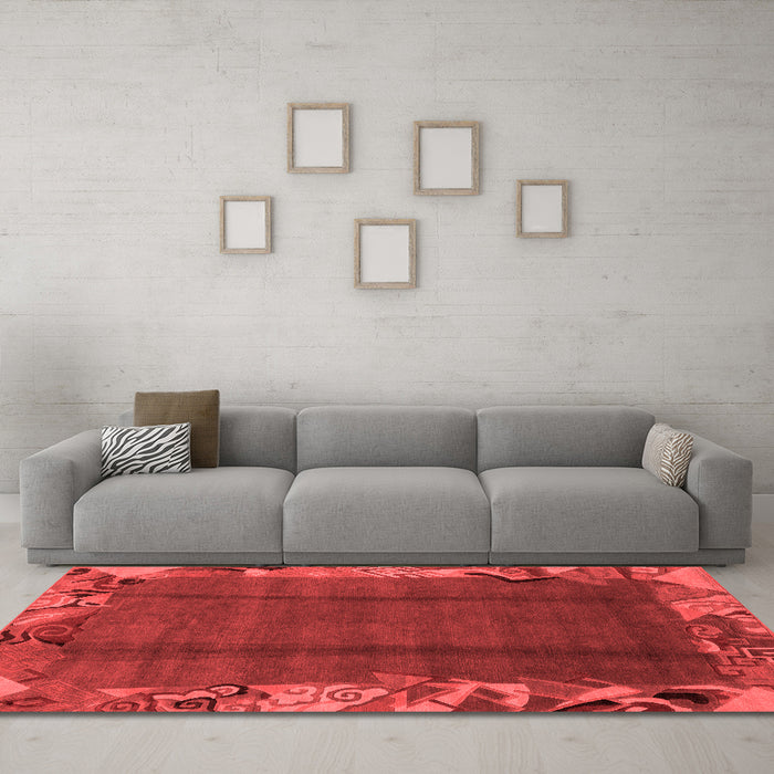 Modern Red Washable Rugs