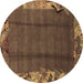 Round Machine Washable Abstract Brown Modern Rug, wshabs1890brn