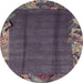 Round Machine Washable Abstract Rose Dust Purple Rug, wshabs1890