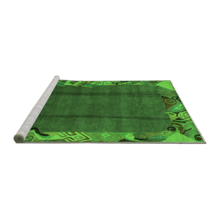 Sideview of Machine Washable Abstract Green Modern Area Rugs, wshabs1890grn