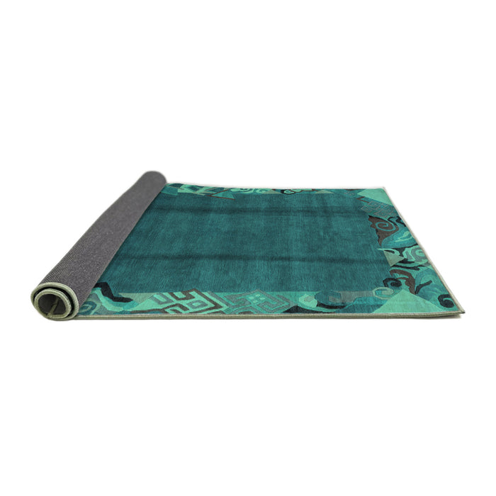 Sideview of Abstract Turquoise Modern Rug, abs1890turq
